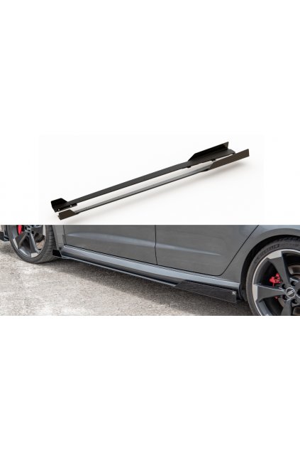 Maxton Design "Racing durability" difuzory pod boční prahy s křidélky pro Audi RS3 8V, plast ABS bez povrchové úpravy