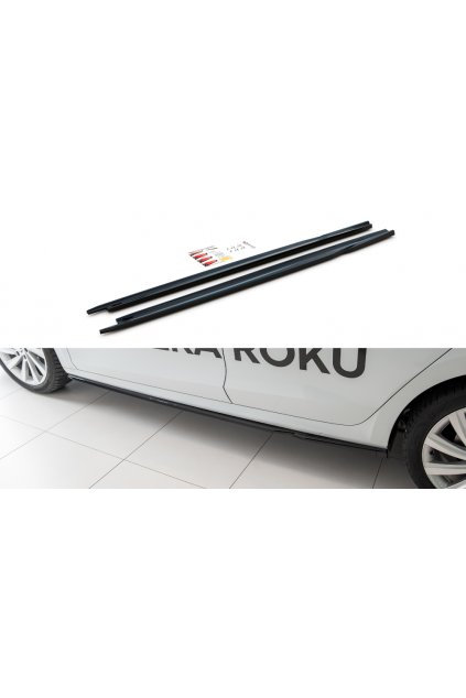 Maxton Design difuzory pod boční prahy ver.2 pro Škoda Octavia Mk4, černý lesklý plast ABS