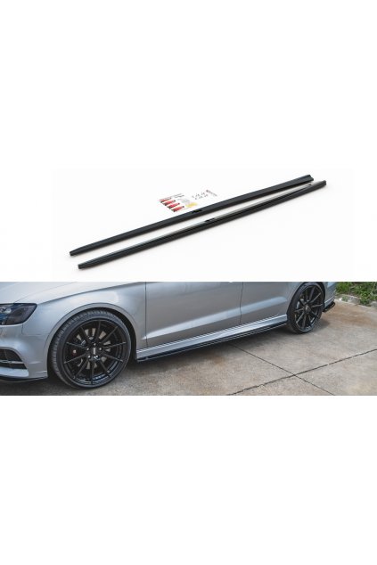 Maxton Design difuzory pod boční prahy ver.2 pro Audi A3, S3 8V FL, carbon-Look