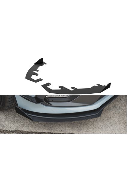 Maxton Design rohové spoilery pod přední nárazník pro Ford Fiesta ST Mk8, černý lesklý plast ABS