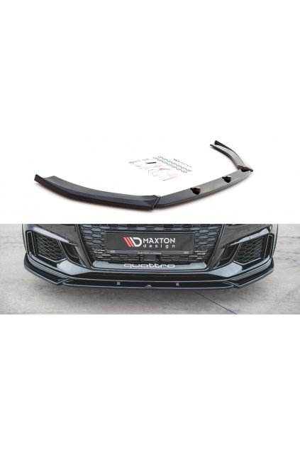 Maxton Design spoiler pod přední nárazník ver.4 pro Audi RS3 8V Facelift, černý lesklý plast ABS