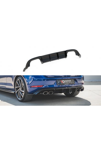 Maxton Design vložka zadního nárazníku ver.3 pro Volkswagen Golf R Mk7 Facelift, černý lesklý plast ABS