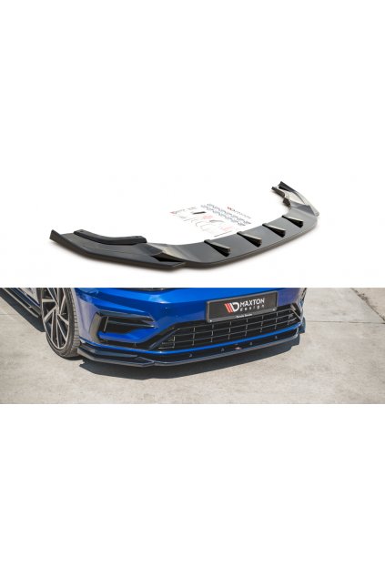 Maxton Design spoiler pod přední nárazník ver.9 pro Volkswagen Golf R Mk7 Facelift, černý lesklý plast ABS