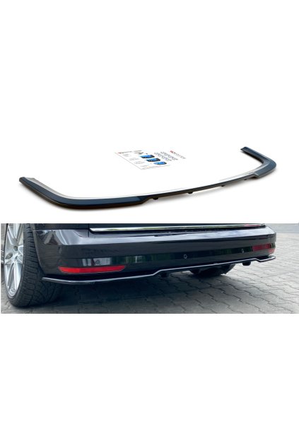 Maxton Design středový spoiler pod zadní nárazník s žebrováním pro Volkswagen Caddy Mk 4, černý lesklý plast ABS