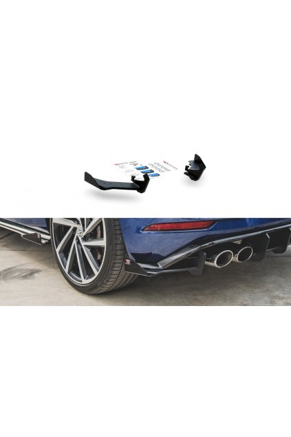Maxton Design "Racing durability" difuzory pod zad. nárazník s křidélky pro Volkswagen Golf R Mk7 Facelift, černý lesklý plast ABS