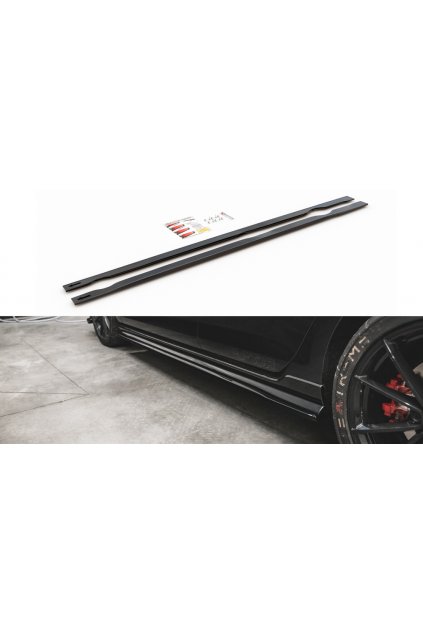 Maxton Design difuzory pod boční prahy pro Volkswagen Golf GTI TCR Mk7 Facelift, červený lesklý plast ABS