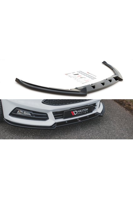 Maxton Design spoiler pod přední nárazník ver.4 pro Ford Focus ST Mk3 Facelift, černý lesklý plast ABS