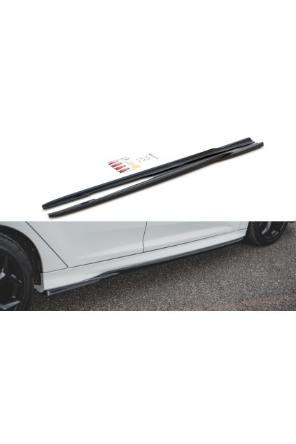 Maxton Design difuzory pod boční prahy ver.2 pro Ford Focus ST Mk3 Facelift, černý lesklý plast ABS