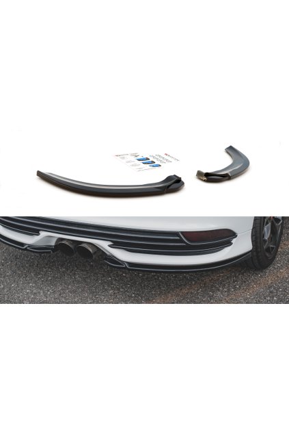 Maxton Design boční difuzory pod zadní nárazník ver.2 pro Ford Focus ST Mk3 Facelift, černý lesklý plast ABS