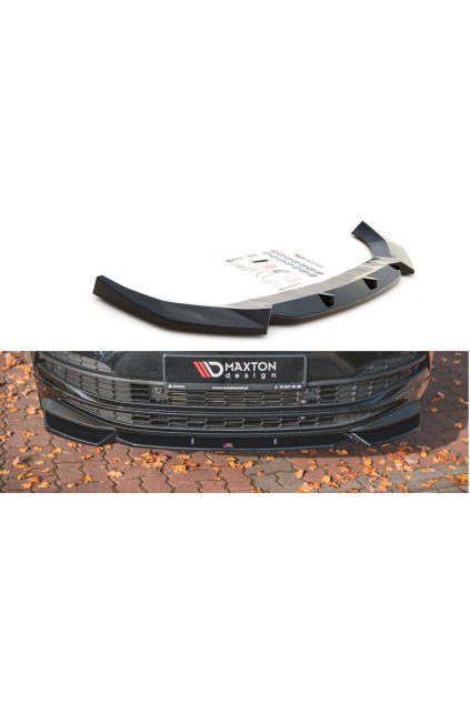 Maxton Design spoiler pod přední nárazník pro Škoda Karoq Sportline 2017-, černý lesklý plast ABS