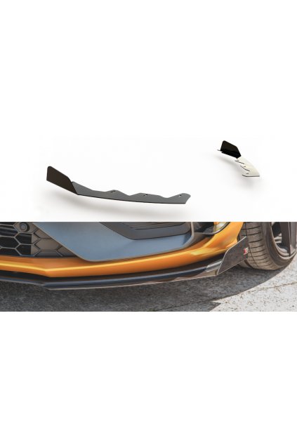 Maxton Design rohové spoilery pod přední nárazník pro Ford Focus, Focus ST Mk4, černý lesklý plast ABS