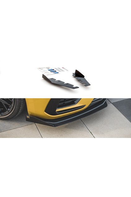 Maxton Design rohové spoilery pod přední nárazník pro Volkswagen Arteon R-Line 2017-2020, černý lesklý plast ABS