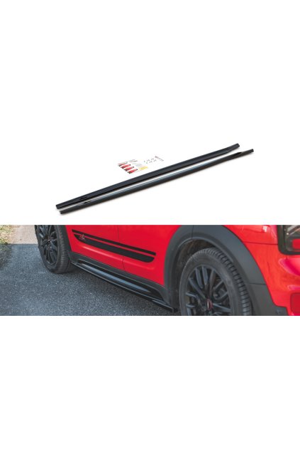 Maxton Design difuzory pod boční prahy pro Mini Countryman F60, černý lesklý plast ABS