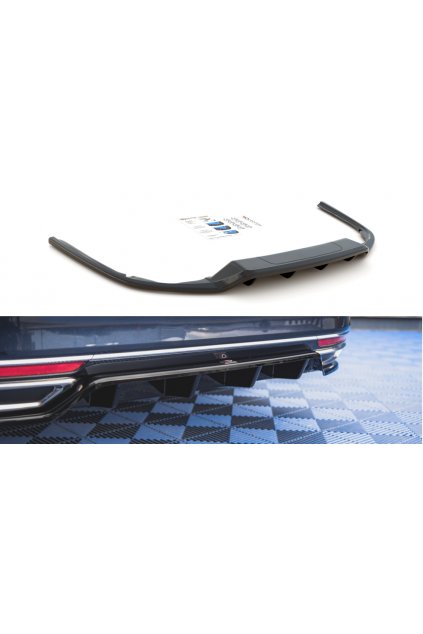 Maxton Design středový spoiler pod zadní nárazník s žebrováním pro Volkswagen Passat Mk8 (B8), černý lesklý plast ABS