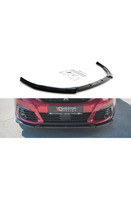 Maxton Design spoiler pod přední nárazník pro Peugeot 308 Mk 2 GT, carbon-Look