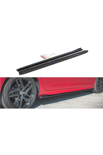 Maxton Design difuzory pod boční prahy pro Peugeot 308 GT Mk2 Facelift, černý lesklý plast ABS