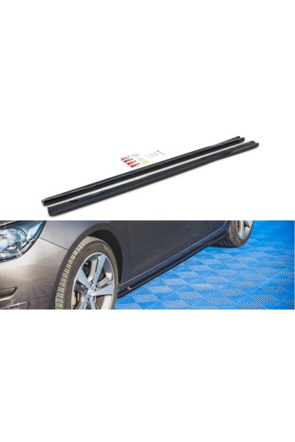 Maxton Design difuzory pod boční prahy pro Peugeot 308 Mk2, černý lesklý plast ABS