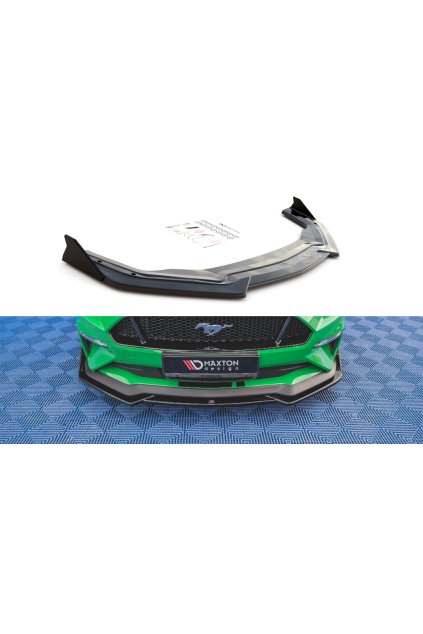 Maxton Design spoiler pod přední nárazník s křidélky ver.1 pro Ford Mustang MK6 GT Facelift, carbon-Look
