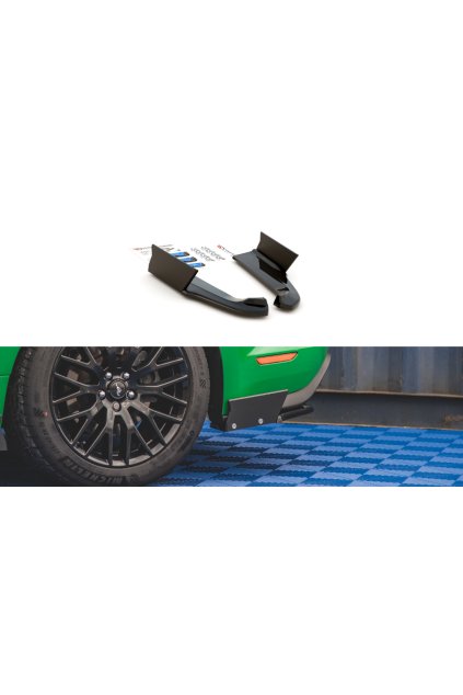 Maxton Design difuzory pod zadní nárazník s křidélky ver.1 pro Ford Mustang MK6 GT Facelift, černý lesklý plast ABS