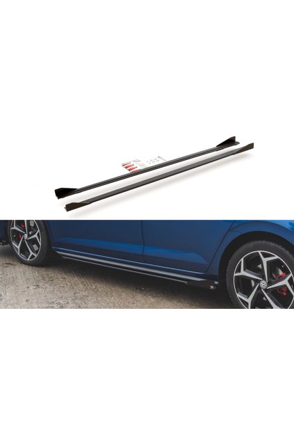 Maxton Design "Racing durability" difuzory pod boční prahy s křidélky pro Volkswagen Polo GTI Mk6, plast ABS bez povrchové úpravy