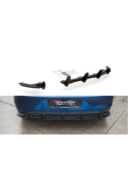 Maxton Design "Racing durability" vložka zadního nárazníku pro Volkswagen Polo GTI Mk6, plast ABS bez povrchové úpravy, s černou a červenou linkou