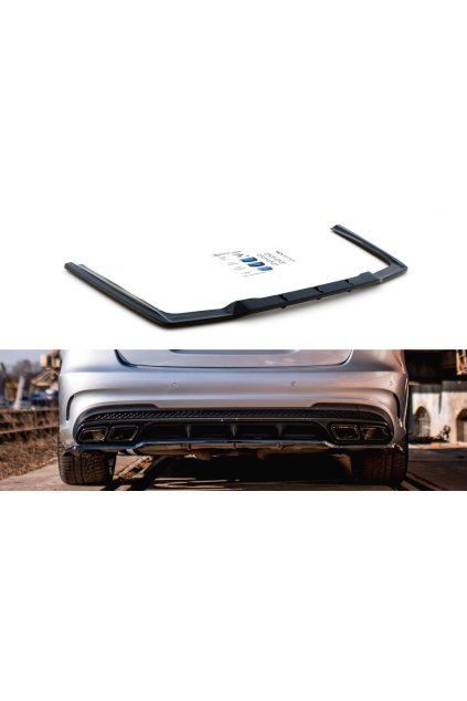 Maxton Design středový spoiler pod zadní nárazník s žebrováním pro Mercedes třída E W212 Facelift/Sedan/E63 AMG, černý lesklý plast ABS