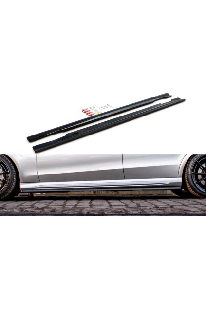 Maxton Design difuzory pod boční prahy pro Mercedes třída E W212 Facelift/Sedan/E63 AMG, černý lesklý plast ABS