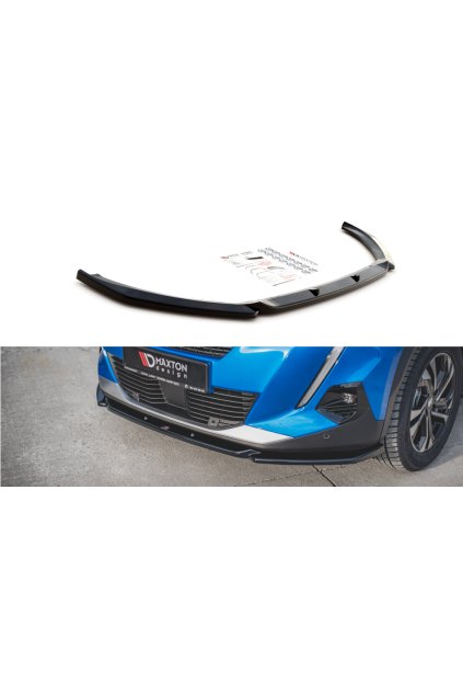 Maxton Design spoiler pod přední nárazník ver.2 pro Peugeot 2008 Mk2, černý lesklý plast ABS