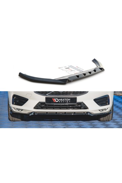 Maxton Design spoiler pod přední nárazník ver.2 pro Volvo XC60 Mk 2, černý lesklý plast ABS