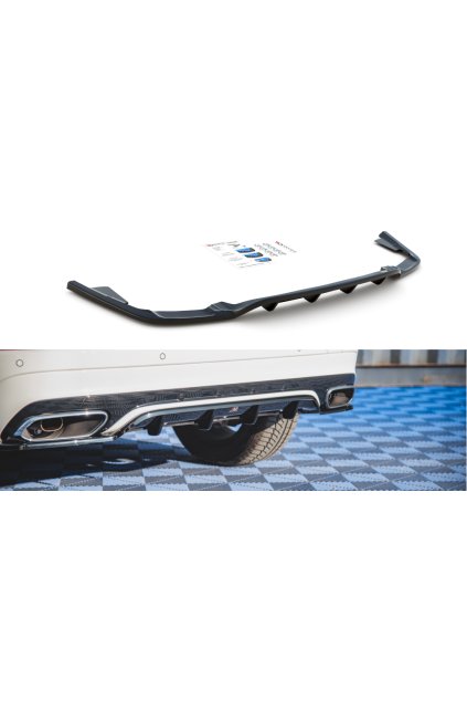 Maxton Design středový spoiler pod zadní nárazník s žebrováním pro Volvo XC60 Mk 2, černý lesklý plast ABS