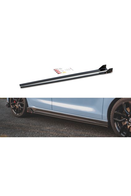 Maxton Design difuzory pod boční prahy s křidélky ver.5 pro Hyundai i30 N Mk3, černý lesklý plast ABS