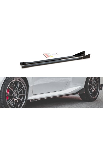 Maxton Design difuzory pod boční prahy s křidélky ver.2 pro Toyota GR Yaris Mk3, černý lesklý plast ABS
