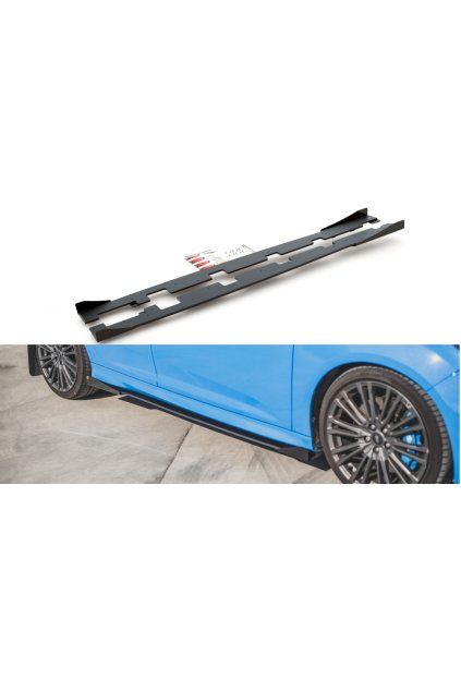Maxton Design "Racing durability" difuzory pod boční prahy s křidélky pro Ford Focus RS Mk3, plast ABS bez povrchové úpravy