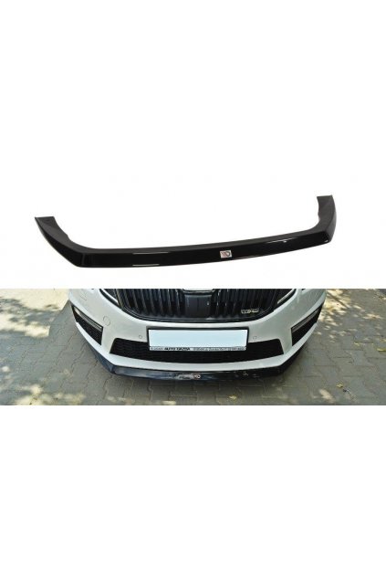 Maxton Design spoiler pod přední nárazník ver.2 pro Škoda Octavia RS Mk3, černý lesklý plast ABS