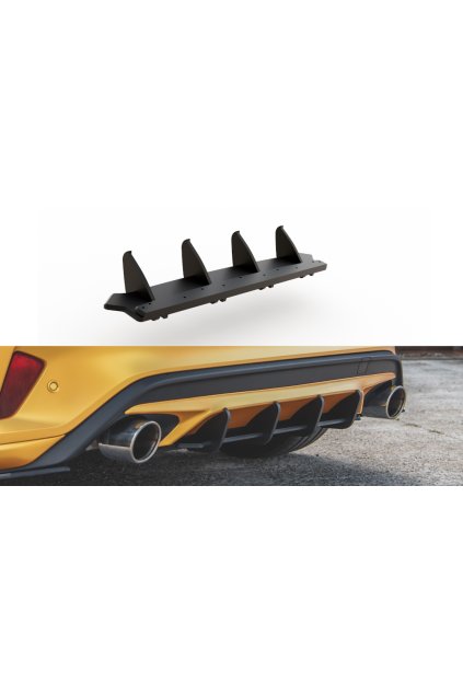 Maxton Design "Racing durability" zadní difuzor pro Ford Focus ST Mk4, plast ABS bez povrchové úpravy, s černou a červenou linkou