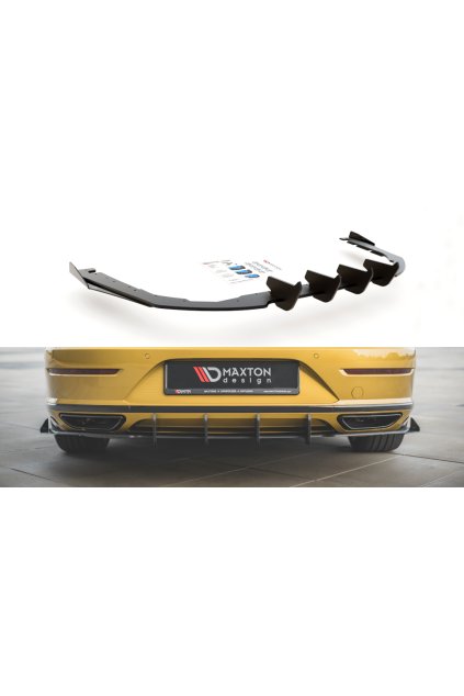 Maxton Design "Racing durability" vložka zadního nárazníku s křidélky pro Volkswagen Arteon, plast ABS bez povrchové úpravy, s černou a červenou linkou