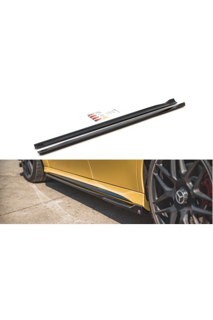 Maxton Design difuzory pod boční prahy pro Mercedes třída A W177 45 AMG, černý lesklý plast ABS