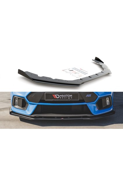 Maxton Design "Racing durability" spoiler pod přední nárazník s rohovými splittery pro Ford Focus RS Mk3, plast ABS bez povrchové úpravy, s červenou linkou