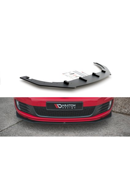 Maxton Design "Racing durability" spoiler pod přední nárazník ver.3 pro Volkswagen Golf GTI Mk6, plast ABS bez povrchové úpravy, s červenou linkou