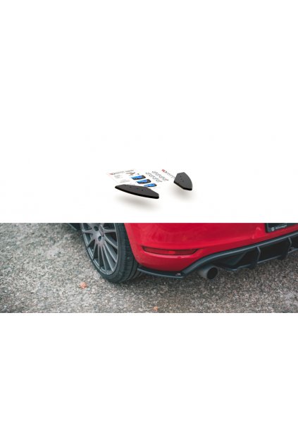 Maxton Design "Racing durability" boční difuzory pod zadní nárazník pro Volkswagen Golf GTI Mk6, plast ABS bez povrchové úpravy, s červenou linkou