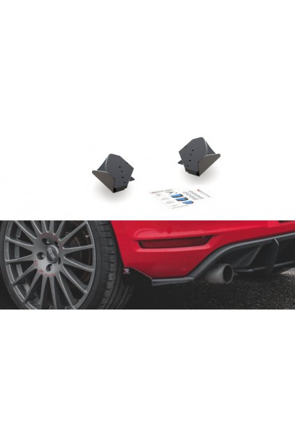 Maxton Design "Racing durability" difuzory pod zad. nárazník s křidélky pro Volkswagen Golf GTI Mk6, plast ABS bez povrchové úpravy, s červenou linkou