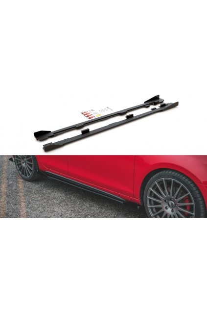 Maxton Design "Racing durability" difuzory pod boční prahy s křidélky pro Volkswagen Golf GTI Mk6, plast ABS bez povrchové úpravy