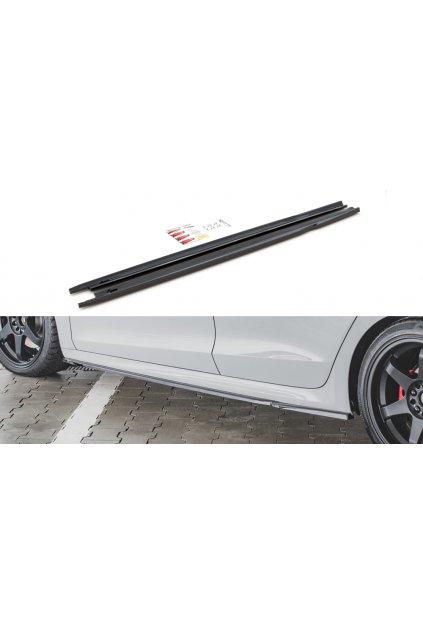 Maxton Design difuzory pod boční prahy ver.1 pro Škoda Octavia RS Mk4, Mk4 Facelift, černý lesklý plast ABS