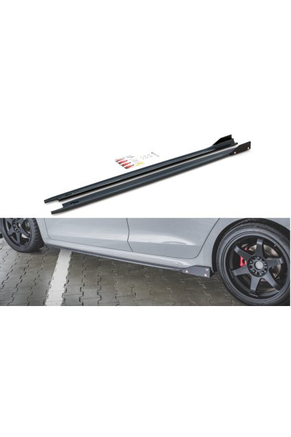 Maxton Design difuzory pod boční prahy s křidélky ver.2 pro Škoda Octavia RS Mk4, černý lesklý plast ABS