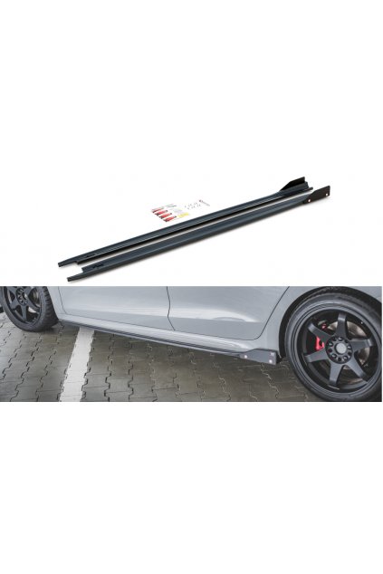 Maxton Design difuzory pod boční prahy s křidélky ver.2 pro Škoda Octavia RS Mk4, carbon-Look