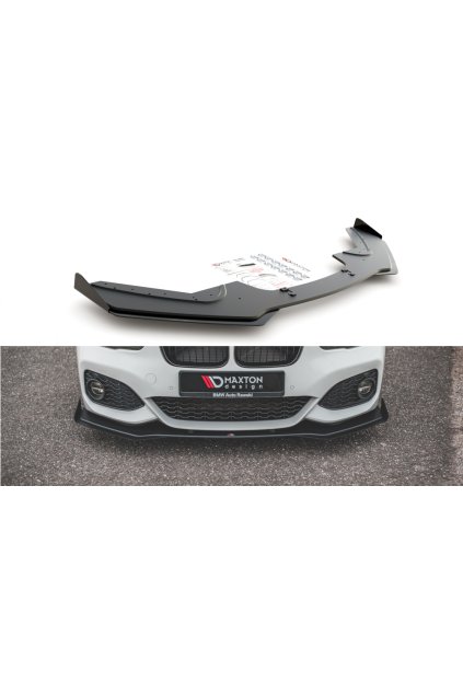 Maxton Design "Racing durability" spoiler pod přední nárazník ver.3 s křidélky pro BMW řada 1 F20- F21 Facelift, plast ABS bez povrchové úpravy, s červenou linkou