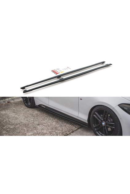 Maxton Design "Racing durability" difuzory pod boční prahy ver.2 pro BMW řada 1 F20- F21 Facelift, plast ABS bez povrchové úpravy, s červenou linkou