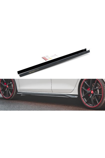 Maxton Design difuzory pod boční prahy ver.3 pro Volkswagen Golf GTI Mk8, černý lesklý plast ABS