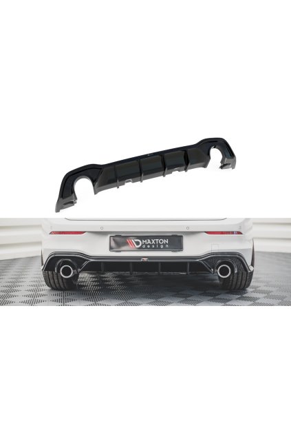 Maxton Design vložka zadního nárazníku ver.2 pro Volkswagen Golf GTI Mk8, černý lesklý plast ABS