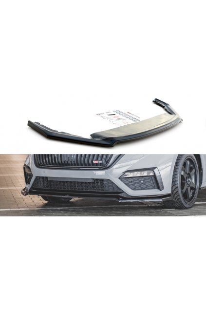 Maxton Design spoiler pod přední nárazník ver.4 pro Škoda Octavia RS Mk4, černý lesklý plast ABS